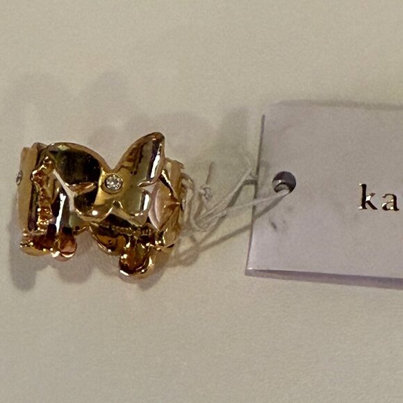 kate spade new york gold All Flutter Butterfly Ring, Size 6 - Picture 1 of 3